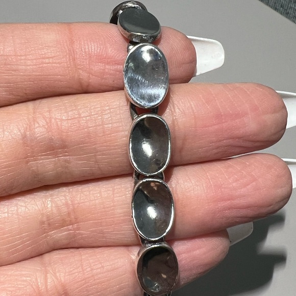 925 Vintage Mexico Sterling Silver Disk Link Bracelet - Picture 3 of 13